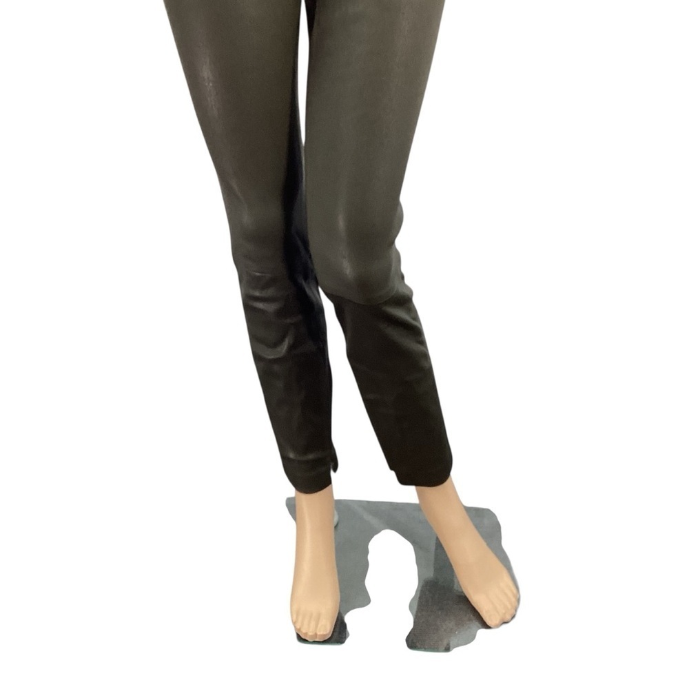 Theory Bristol Lambskin Leather Skinny Leggings Dark Olive Size 4 - Picture 4 of 8